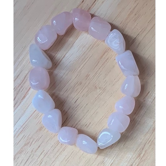 Rose Quartz Necklace & Tumbled Bead Bracelet Set - Picture 5 of 6